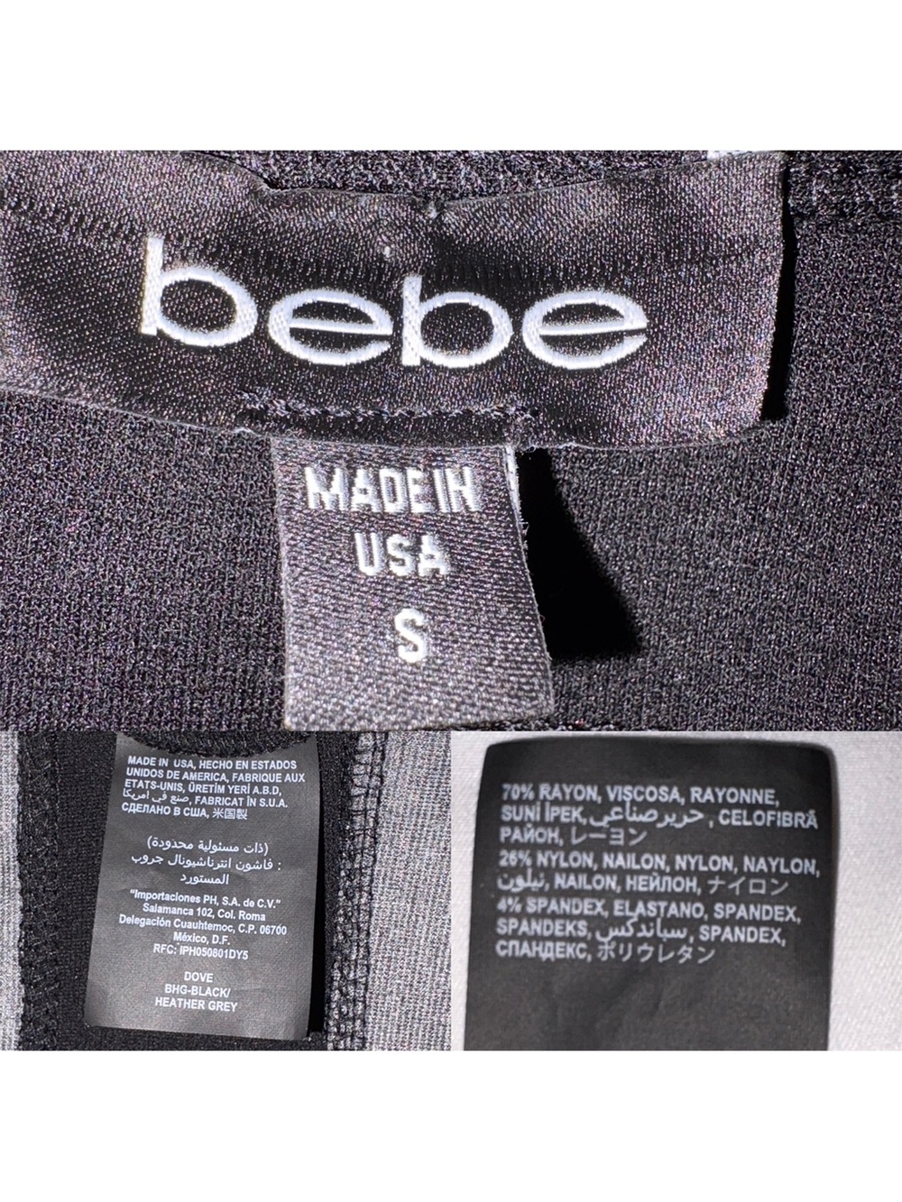 bebe Black & Gray Striped Bodycon Mini Dress Exposed Zipper Size S - Picture 9 of 9